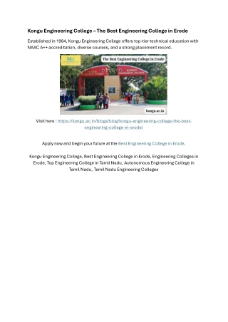 Kongu Engineering College – The Best Engineering College in Erode