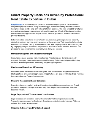 Smart Property Decisions Driven by Professional Real Estate Expertise in Dubai