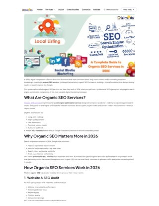 A Complete Guide to Organic SEO Services in 2026