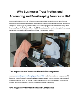 Why Businesses Trust Professional Accounting and Bookkeeping Services in UAE