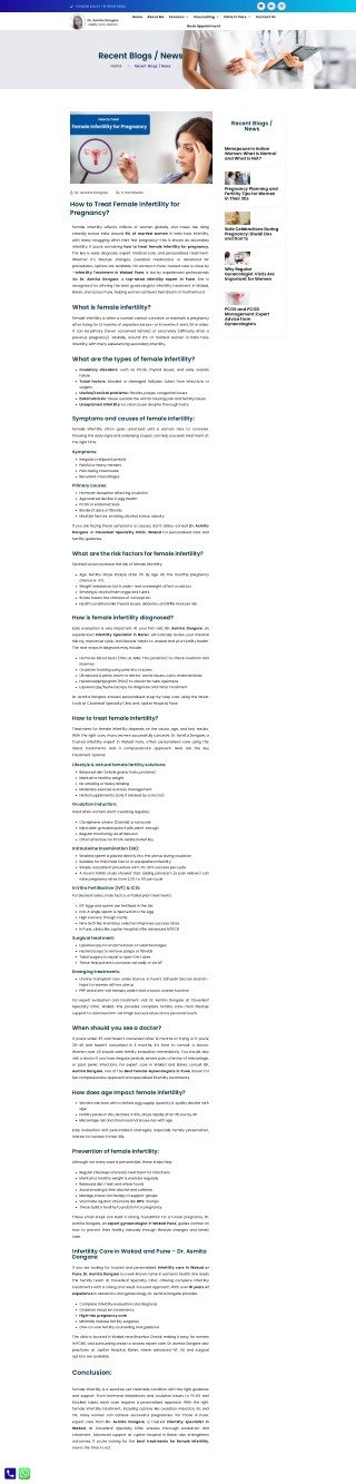 How to Treat Female Infertility for Pregnancy? Expert Infertility Treatment in B