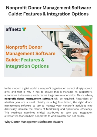 Nonprofit Donor Management Software Guide Features & Integration Options