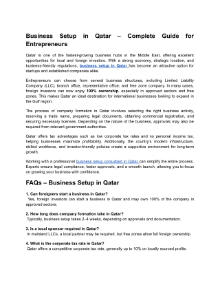 Business Setup in Qatar | Company Formation & 100% Ownership Guide
