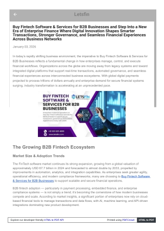 Finance Innovation Rises as Buy Fintech Software & Services for B2B Businesses