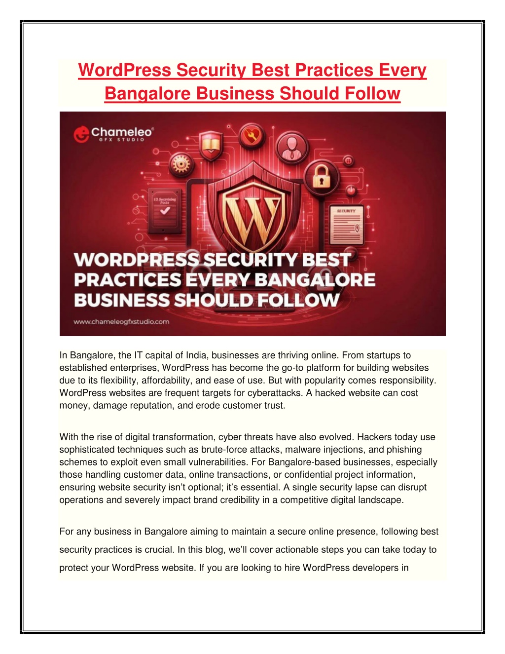 PPT - WordPress Security Best Practices Every Bangalore Business Should ...
