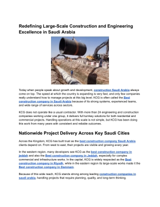 Redefining Large-Scale Construction and Engineering Excellence in Saudi Arabia