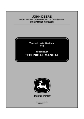 John Deere 110 Tractor Loader Backhoe Service Repair Manual Instant Download (tm1987)