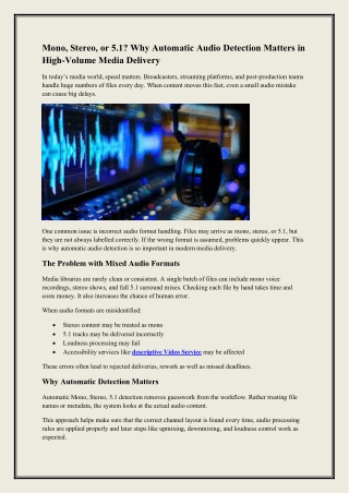 Why Automatic Audio Detection Matters in High-Volume Media Delivery