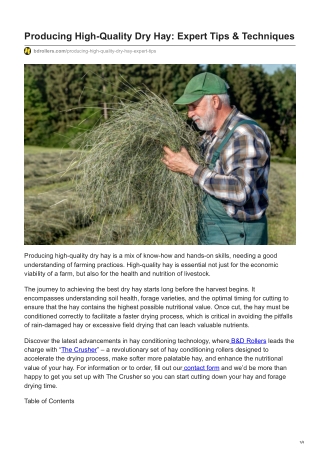 Producing High-Quality Dry Hay Expert Tips Techniques