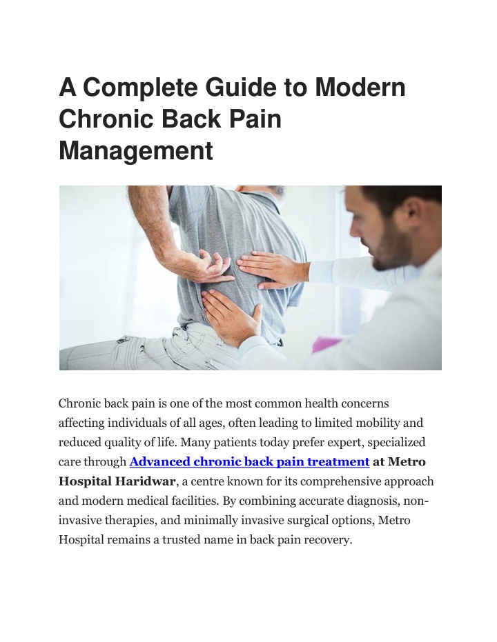 PPT - Advanced chronic back pain treatment - Metro Hospital Haridwar ...