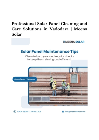 Local Solar Panel Cleaning & Maintenance Services in Vadodara - Meena Solar