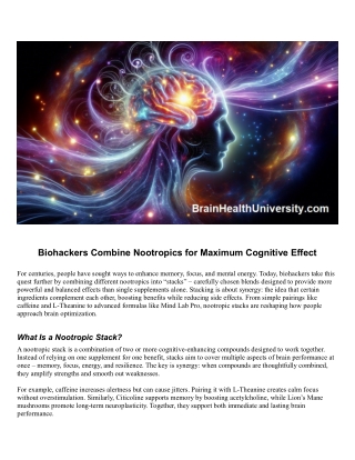 biohackers nootropic stacks