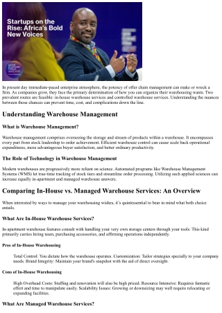 Contrasting On-Site vs. Outsourced Warehouse Services: What is Right for You?