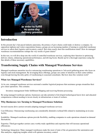 Revamping Supply Chains with Handled Facility Management