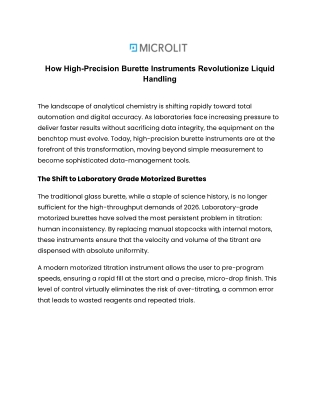 How High-Precision Burette Instruments Revolutionize Liquid Handling