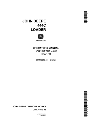 John Deere 444C Loader Operator’s Manual Instant Download (Publication No.76619)