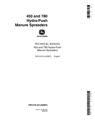 John Deere 450 and 780 Hydra-Push Manure Spreaders Service Repair Manual Instant Download (tm1318)