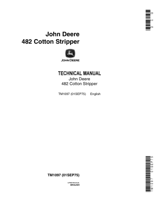 John Deere 482 Cotton Stripper Service Repair Manual Instant Download (TM1097)