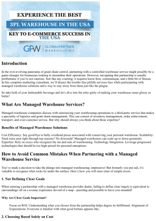 How to Steer clear of Typical Mistakes When Partnering with a Controlled Depot S