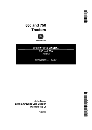 John Deere 650 and 750 Tractors Operator’s Manual Instant Download (Publication No.OMRW15455)