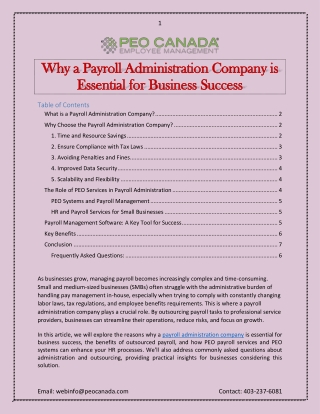 Why a Payroll Administration Company is Essential for Business Success