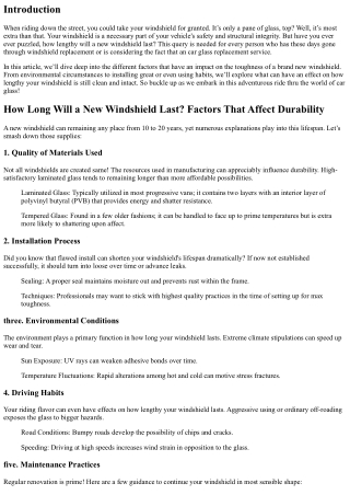 How Long Will a New Windshield Last? Factors That Affect Durability