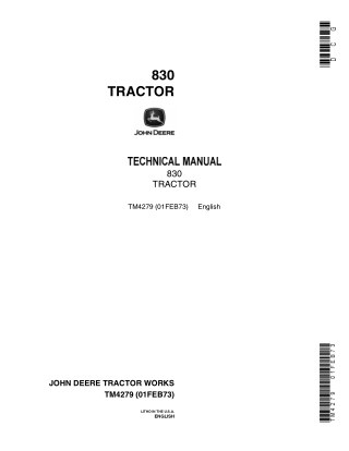 John Deere 830 Tractor Service Repair Manual Instant Download