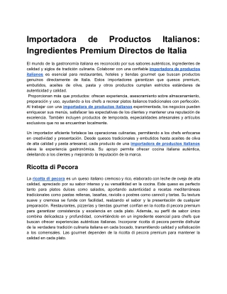 Importadora de Productos Italianos de Alta Calidad