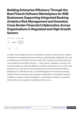 Unified Enterprise Finance Best Fintech Software Marketplace for B2B Businesses