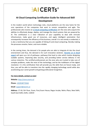 AI Cloud Computing Certification Guide for Advanced Skill Development