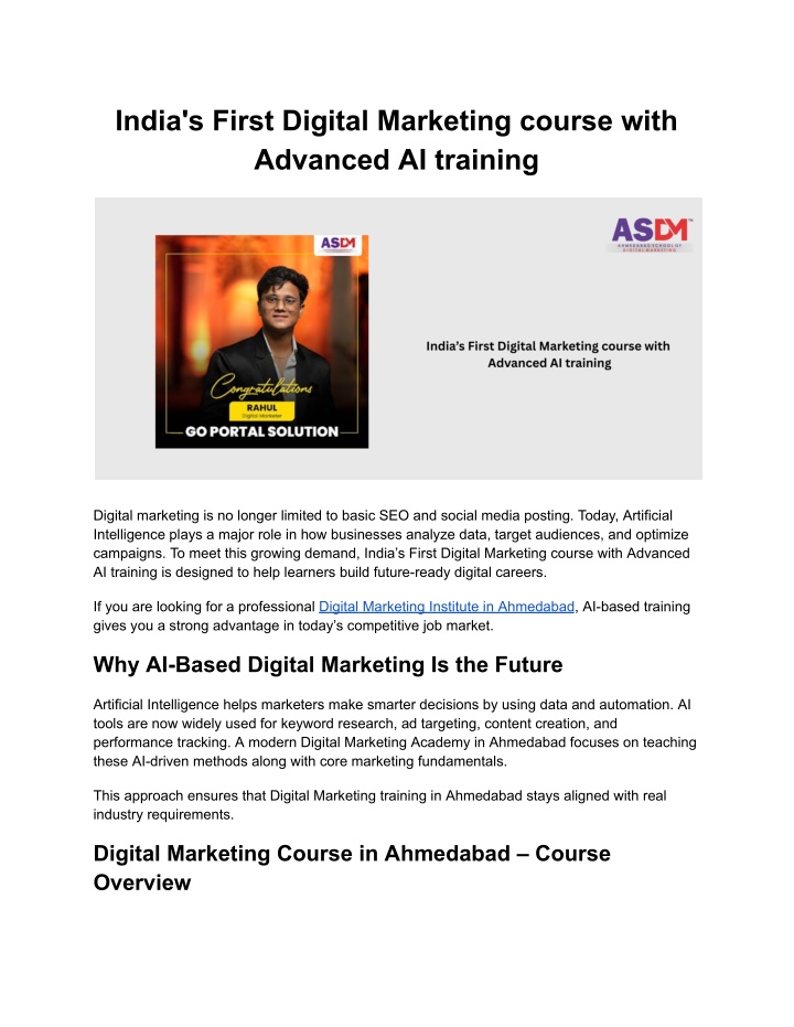 PPT - India's First Digital Marketing course with Advanced AI training ...