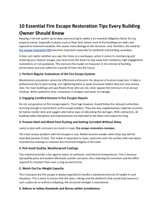 10 Essential Fire Escape Restoration Tips Every Building Owner Should Know.Doc