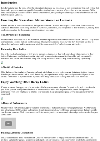 Introducing the Sensuality: Mature Women on Camsoda