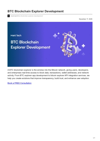 ment.tech-BTC Blockchain Explorer Development