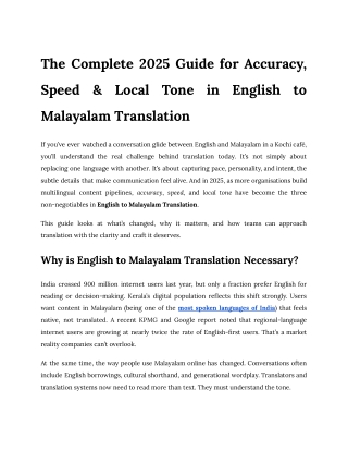 The Complete 2025 Guide for Accuracy, Speed & Local Tone in English to Malayalam