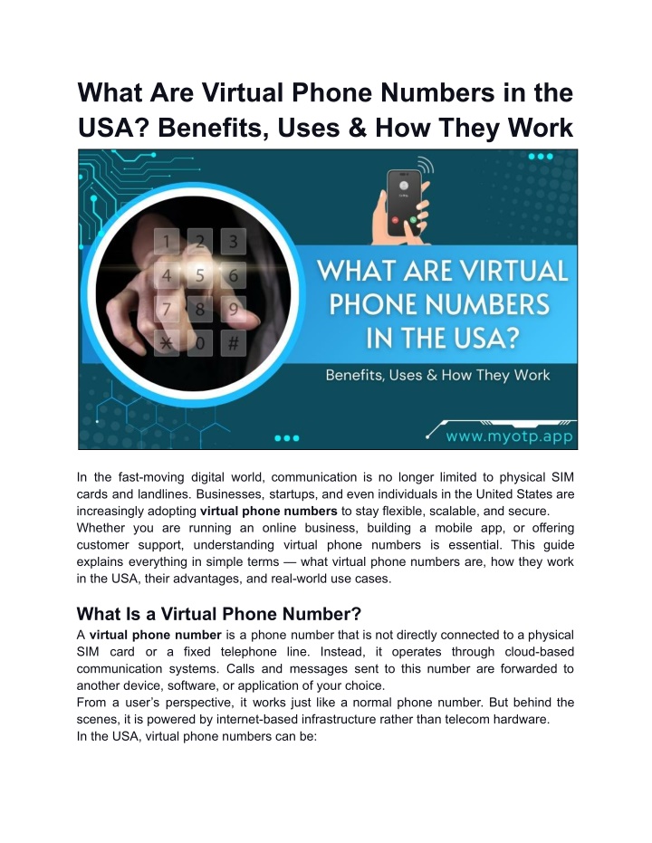 PPT - What Are Virtual Phone Numbers in the USA? PowerPoint ...