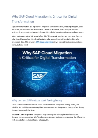 Why SAP Cloud Migration Is Critical for Digital Transformation