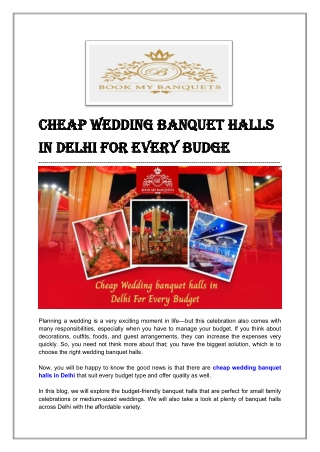 Cheap Wedding banquet halls in Delhi For every Budget