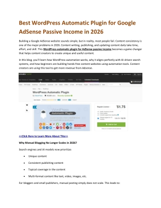 Best WordPress Automatic Plugin for Google AdSense Passive Income in 2026
