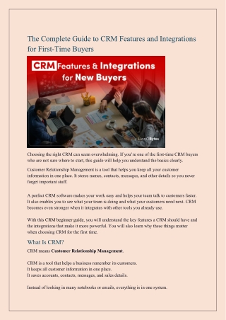 The Complete Guide to CRM Features and Integrations for First-Time Buyers