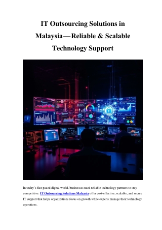 IT Outsourcing Solutions in Malaysia - Reliable & Scalable Technology Support