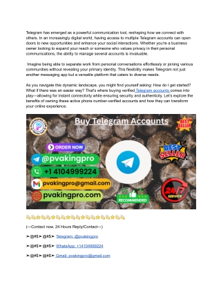 Buy Telegram Accounts - 100% Phone number Active Accounts (1)