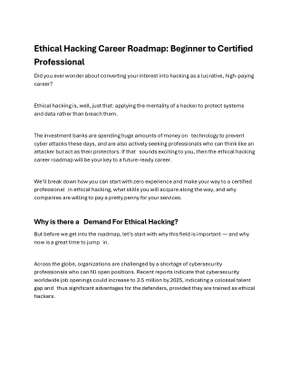 Ethical Hacking Career Roadmap Beginner to Certified Professional