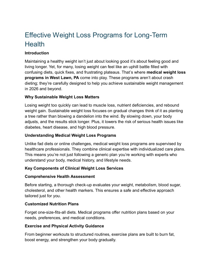 PPT - Healthy Weight Management program for long term PowerPoint ...