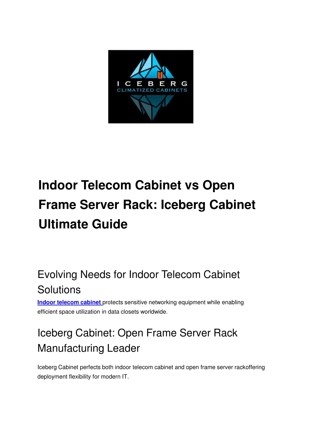 PPT - Indoor-Telecom-Cabinet-vs-Open-Frame-Server-Rack_-Iceberg-Cabinet ...