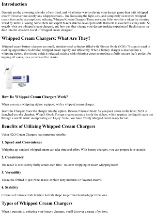 Whipped Cream Chargers: Raise Your Dessert Video Game