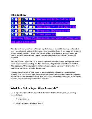 How to Safely Buy Verified Wise Accounts Online Next Year