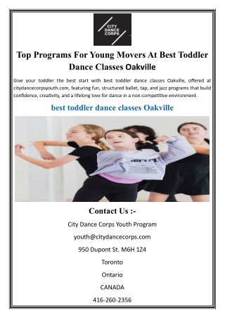 Top Programs For Young Movers At Best Toddler Dance Classes Oakville