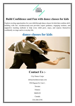Build Confidence and Fun with dance classes for kids