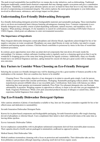 Eco-Friendly Detergents: What Are the Best Options for Your Dishwasher?
